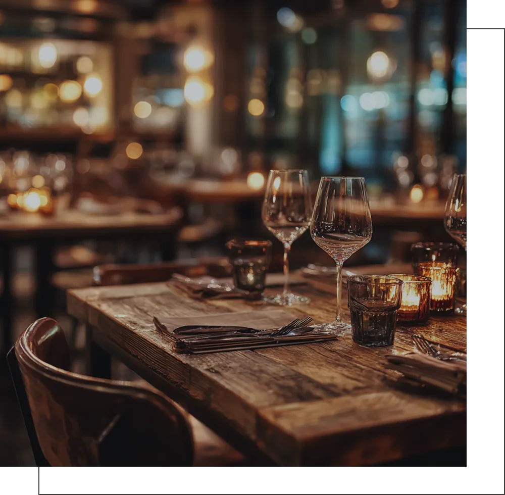 Restaurant dining area prepared for guests