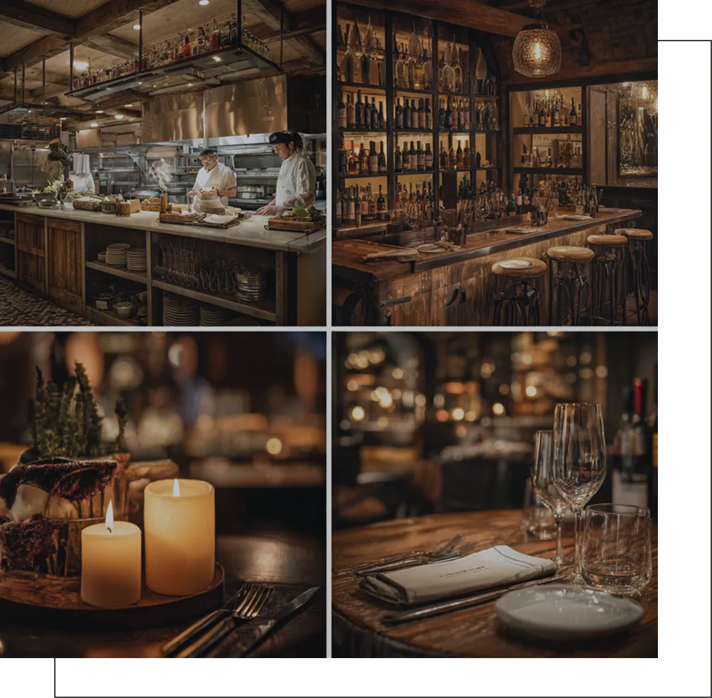 A collection of the restaurant's special interior features